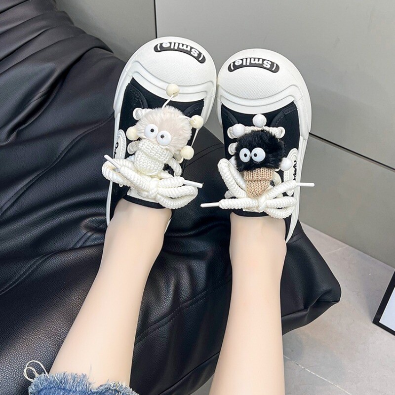 2024 pantofi pentru femei panza cu danturi pantofi vulcanizati panza de desene animate panza varf rotund ocazional pantofi sport pentru femei Zapatos Mujer