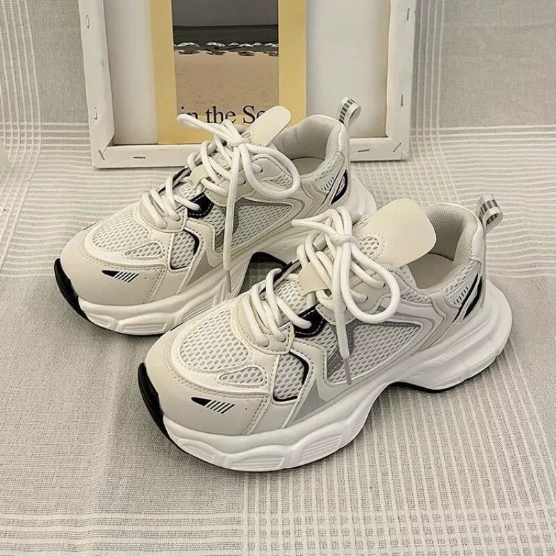 Pantofi casual pentru femei, cu platformă de modă, pantofi pentru femei, toamna 2024, noua creștere, pantofi sport din plasă respirabilă, pantof casual alb 35-40