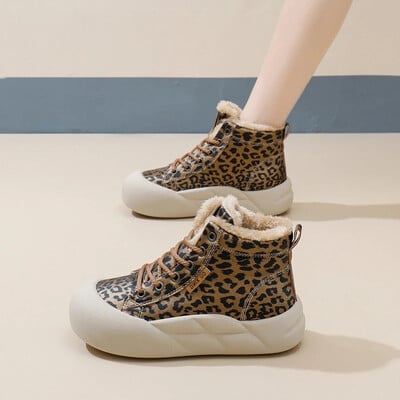 Naiste kingad 2024 Naiste tossud Vulcanize Fashion Leopard Print Soe Sale Ümmargune kõrge ülaosaga lamedad kingad Zapatos De Mujer