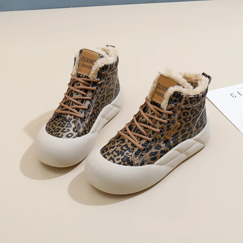 Pantofi de damă 2024 pantofi pantofi vulcanizati de damă, cu imprimeu de leopard, promoție caldă, cu cap rotund, pantofi plat, pantofi pentru femei