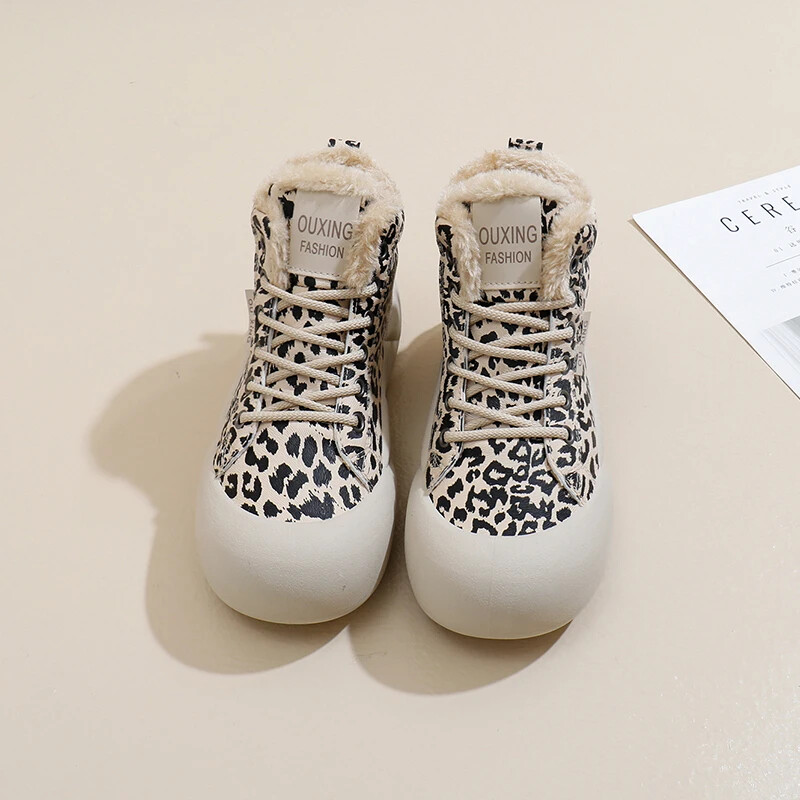 Pantofi de damă 2024 pantofi pantofi vulcanizati de damă, cu imprimeu de leopard, promoție caldă, cu cap rotund, pantofi plat, pantofi pentru femei