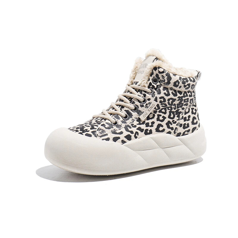 Pantofi de damă 2024 pantofi pantofi vulcanizati de damă, cu imprimeu de leopard, promoție caldă, cu cap rotund, pantofi plat, pantofi pentru femei