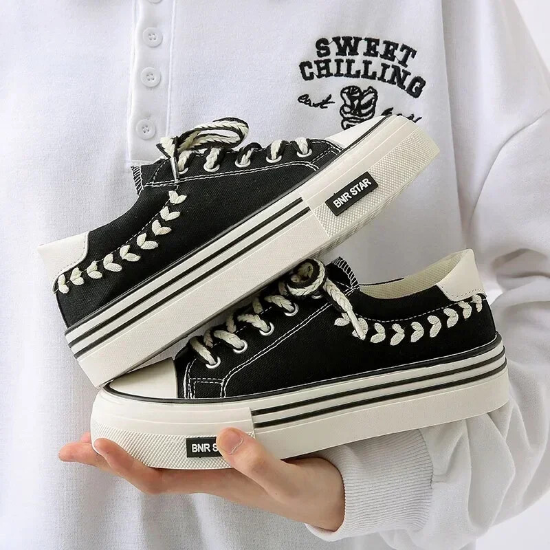 Női szabadtéri edzőcipők Platform vászoncipők Magasságnövelő vaskos tornacipők Fiatal lányok szabadtéri edzőcipők Női alkalmi cipők