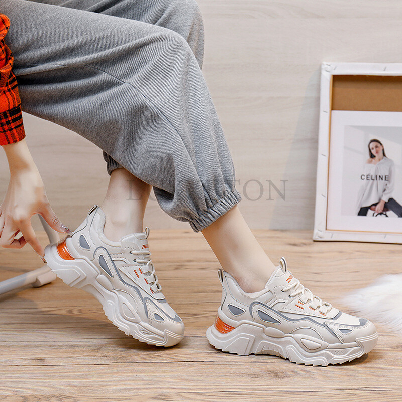 Vastag talpú plüss apacipő légáteresztő és kényelmes hálós felülettel Divatos és sokoldalú alkalmi sportcipők