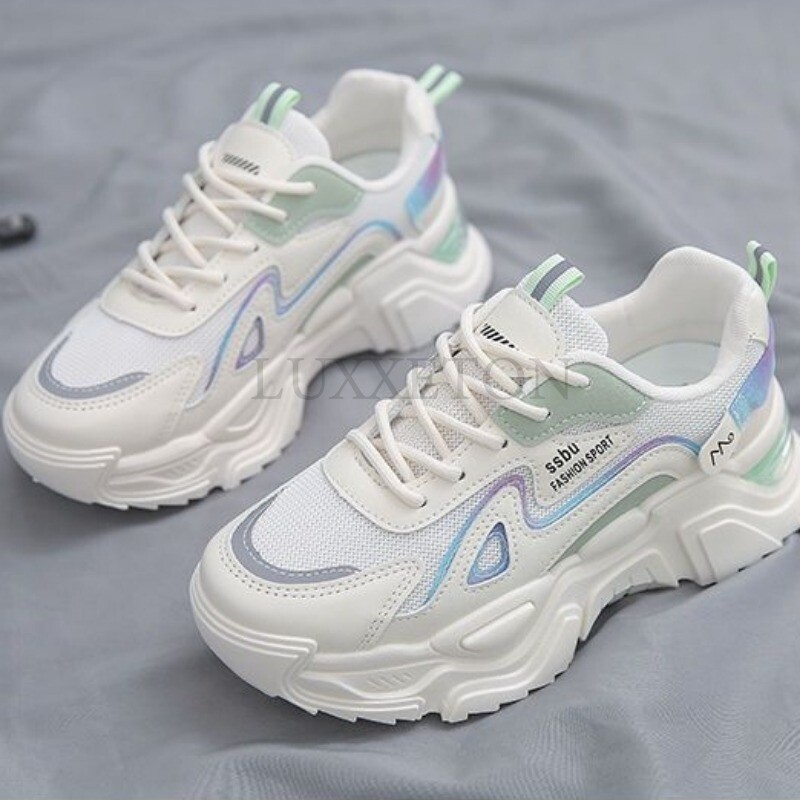 Χονδρή σόλα, στρογγυλά δάχτυλα ψηλά, παντεσπάνι, παπούτσι με σόλα παπούτσι με αναπνεύσιμη επιφάνεια πλέγματος Άνετα casual ευέλικτα αθλητικά παπούτσια