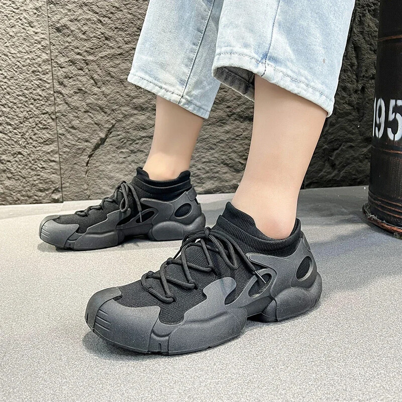 Pantofi vulcanizați de toamnă 2024 pentru femei, pantofi anti-alunecare din plasă de aer plat, pentru femei, pantofi de femei cu platformă cu șireturi ușoare