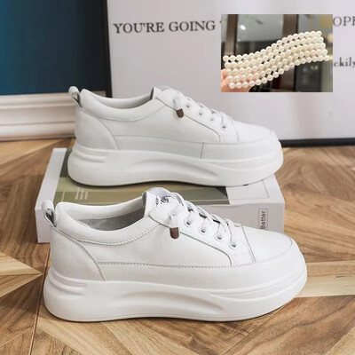 Fujin, 4,5 cm, din piele naturală, pantofi pentru femei, pantofi cu platformă, pantofi de iarnă pentru femei, respirabili, pantofi albi, primăvară, toamnă, iarnă