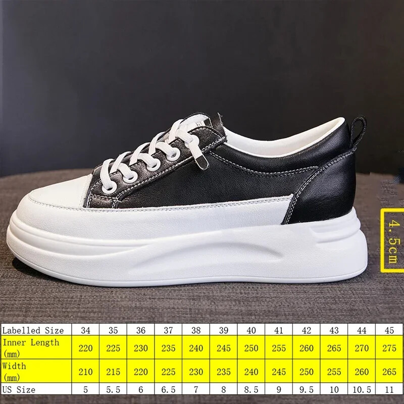 Fujin, 4,5 cm, din piele naturală, pantofi pentru femei, pantofi cu platformă, pantofi de iarnă pentru femei, respirabili, pantofi albi, primăvară, toamnă, iarnă