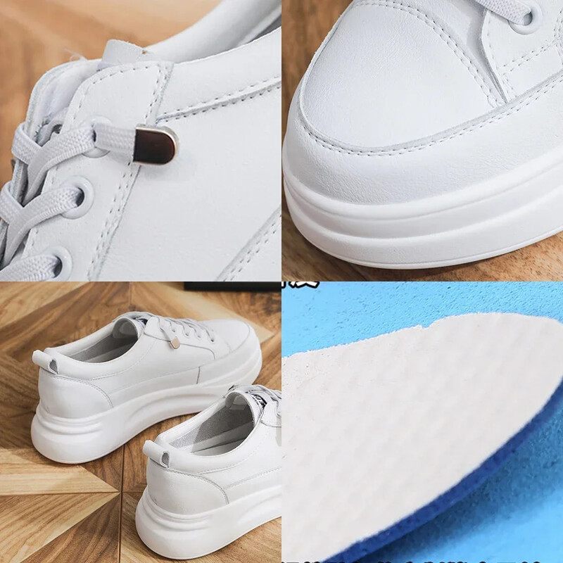 Fujin, 4,5 cm, din piele naturală, pantofi pentru femei, pantofi cu platformă, pantofi de iarnă pentru femei, respirabili, pantofi albi, primăvară, toamnă, iarnă