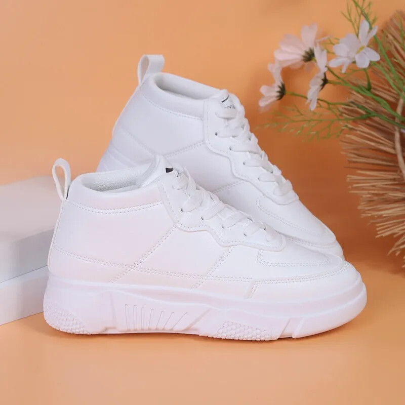 Pantofi de damă ocazional retro, cu cap rotund, de dimensiuni mari, de culoare solidă, cu toc înclinat, cu fundul gros, încălțăminte pentru alergare, pantofi de mers pentru femei