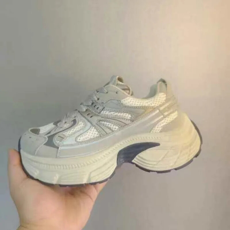 Pantofi de damă de marcă 2024 Pantofi vulcanizați de damă cu șireturi, asortarea culorilor la modă, Reducere caldă, cu vârf rotund, cu plasă, cu platformă, pantofi sport