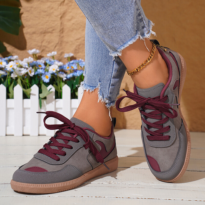 Tenisi plati de culoare mixtă de modă pentru femei 2024 primăvară toamnă pantofi casual confort femei pantofi cu șireturi din piele artificială marimea plus 42