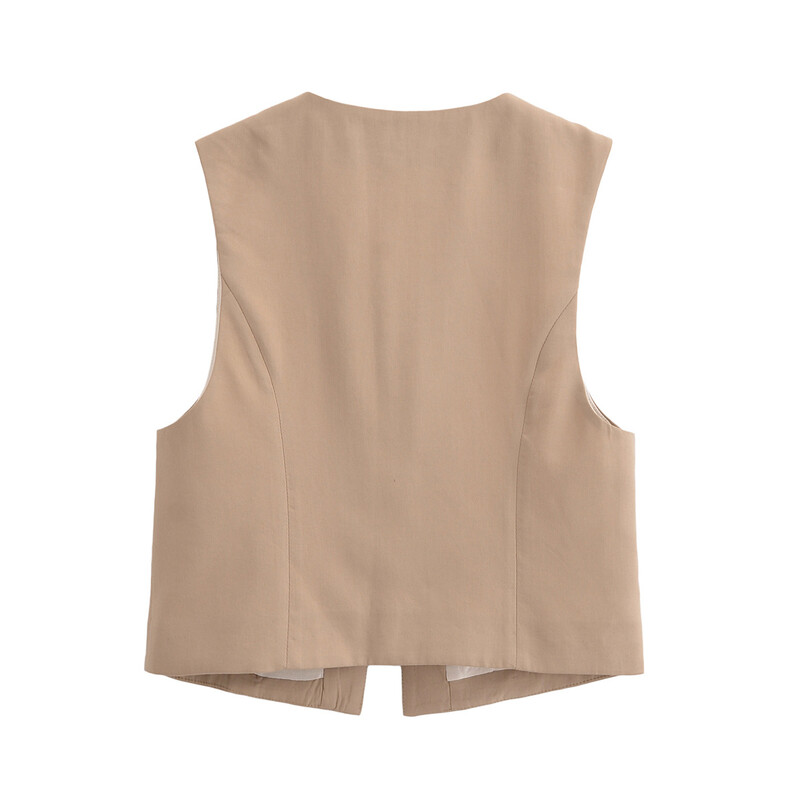 Vestă elegantă cu șireturi cu fundă pentru femei, toamnă, cu decolteu în V, jachetă subțire fără mâneci, crop top, blazer, vestă Y2K