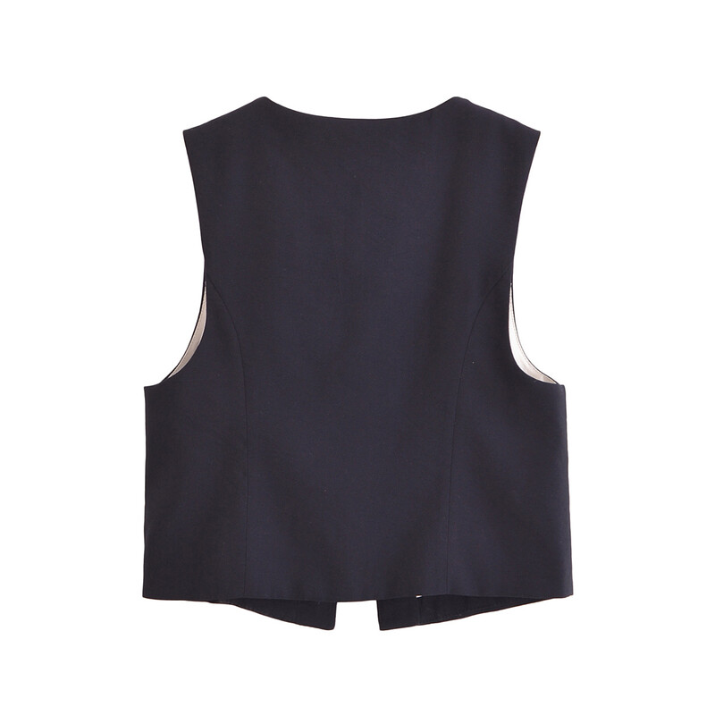 Vestă elegantă cu șireturi cu fundă pentru femei, toamnă, cu decolteu în V, jachetă subțire fără mâneci, crop top, blazer, vestă Y2K