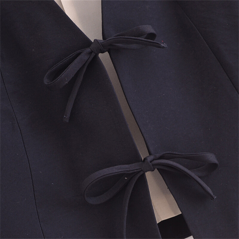 Vestă elegantă cu șireturi cu fundă pentru femei, toamnă, cu decolteu în V, jachetă subțire fără mâneci, crop top, blazer, vestă Y2K