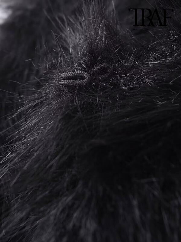 TRAF-sieviešu mākslīgās kažokādas apgriezta veste, O kakla, bez piedurknēm, sieviešu virsdrēbes, eleganti topi, modes