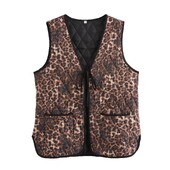 Vestă de damă UNIZERA vestă vestă fără mâneci cu decolteu în V șiret, buzunar decorat cu model animal, vestă nouă de toamnă