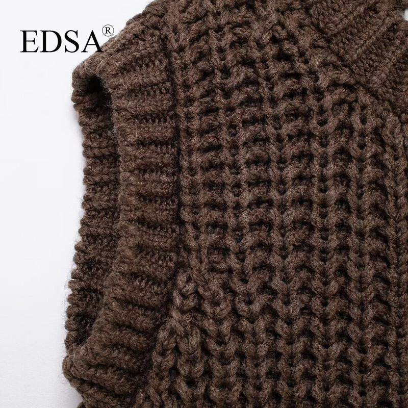 EDSA pentru femei, tricot gros, cardigan, vestă, toamnă, pulover decupat, vestă, cu un singur piept, cu nasturi aurii, rezervor, îmbrăcăminte exterioară