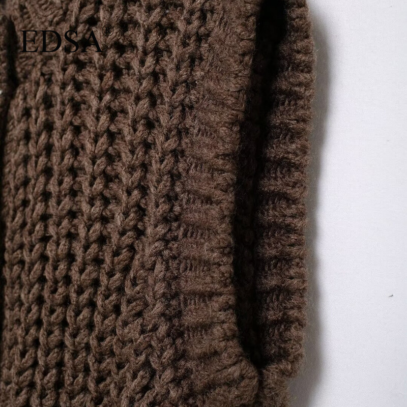 EDSA pentru femei, tricot gros, cardigan, vestă, toamnă, pulover decupat, vestă, cu un singur piept, cu nasturi aurii, rezervor, îmbrăcăminte exterioară