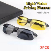 2PCS Очила за нощно виждане Мъжки очила против отблясъци Driving Goggle Half Frame Поляризирани слънчеви очила за шофьор UV400 дневни и нощни очила