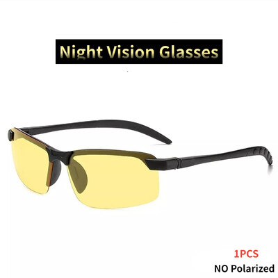 2PCS Очила за нощно виждане Мъжки очила против отблясъци Driving Goggle Half Frame Поляризирани слънчеви очила за шофьор UV400 дневни и нощни очила