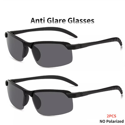 2PCS Очила за нощно виждане Мъжки очила против отблясъци Driving Goggle Half Frame Поляризирани слънчеви очила за шофьор UV400 дневни и нощни очила