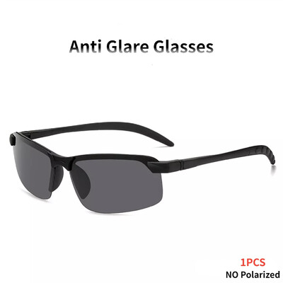 2PCS Очила за нощно виждане Мъжки очила против отблясъци Driving Goggle Half Frame Поляризирани слънчеви очила за шофьор UV400 дневни и нощни очила