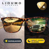 LIOUMO fotochrominiai naktinio matymo akiniai vairavimui kvadratiniai akiniai nuo saulės poliarizuoti vyriški geltoni lęšiai nuo akinimo akiniai lentes hombre