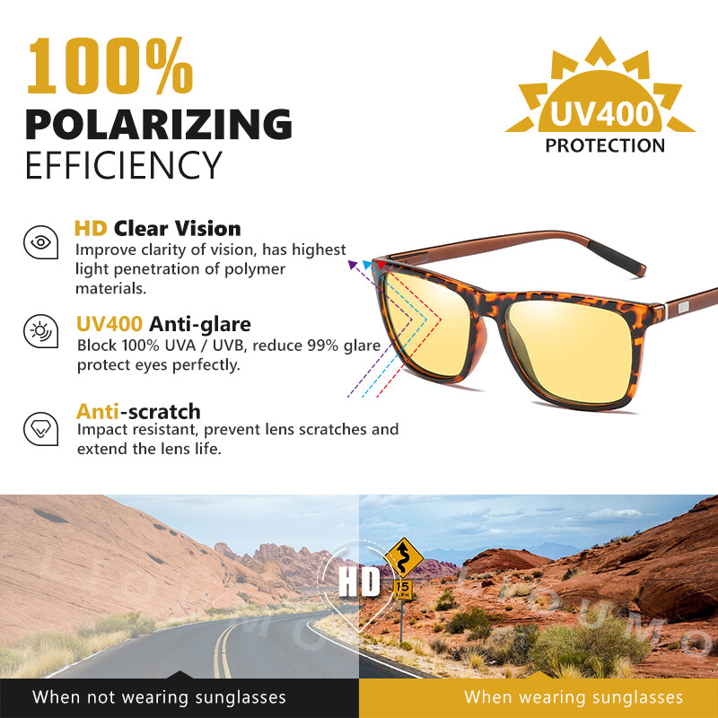 LIOUMO fotochrominiai naktinio matymo akiniai vairavimui kvadratiniai akiniai nuo saulės poliarizuoti vyriški geltoni lęšiai nuo akinimo akiniai lentes hombre