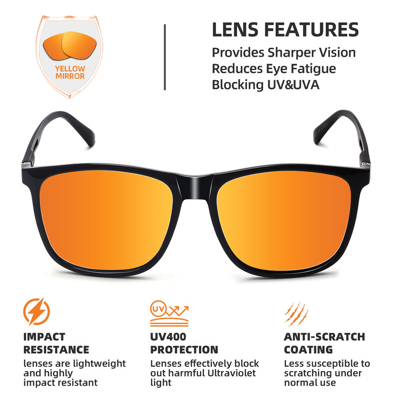 JM Vyriški poliarizuoti akiniai nuo saulės UV400 oranžiniai lęšiai Prabangūs prekės ženklo dizainerio akiniai nuo saulės Vyro vairavimo akiniai nuo saulės Akiniai Akiniai akiniai