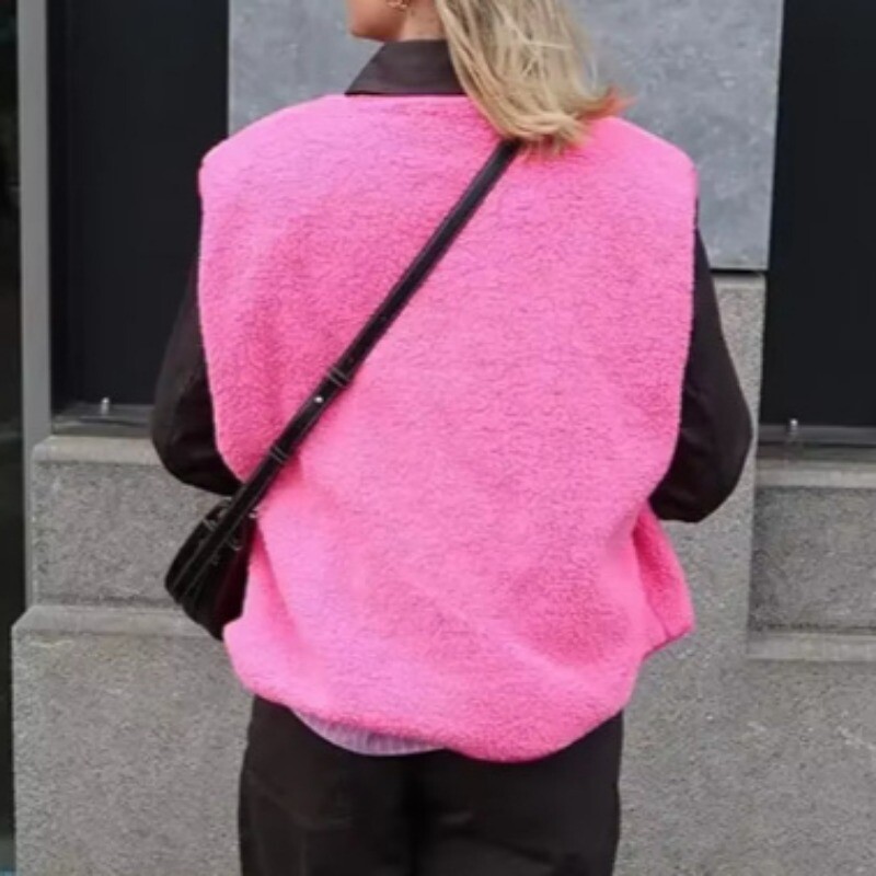 Vestă caldă pentru damă, fără mâneci, vestă de blană. Jachetă, cu un singur piept. Îmbrăcăminte de exterior Noutăți coreeane Comentarii Haine Toamnă Iarnă