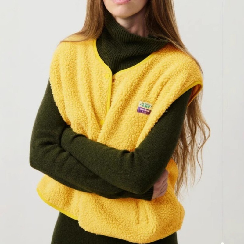 Vestă caldă pentru damă, fără mâneci, vestă de blană. Jachetă, cu un singur piept. Îmbrăcăminte de exterior Noutăți coreeane Comentarii Haine Toamnă Iarnă