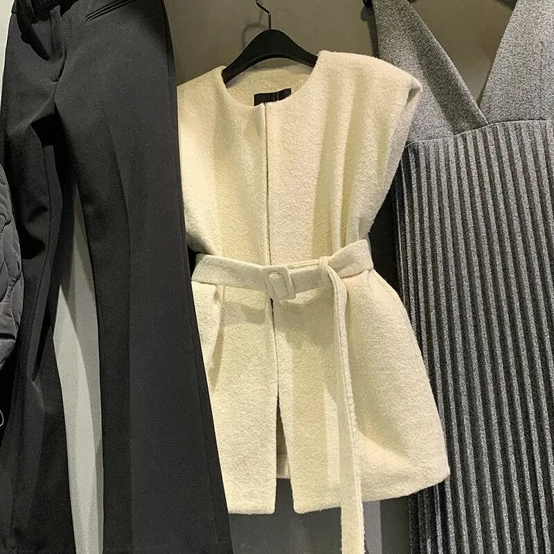 „Dongdaemun2024 Autumn New Sense Gentle Style Vintage“, laisvi vidutinio ilgio liemenė, viršutiniai moteriški madingi viršutiniai drabužiai