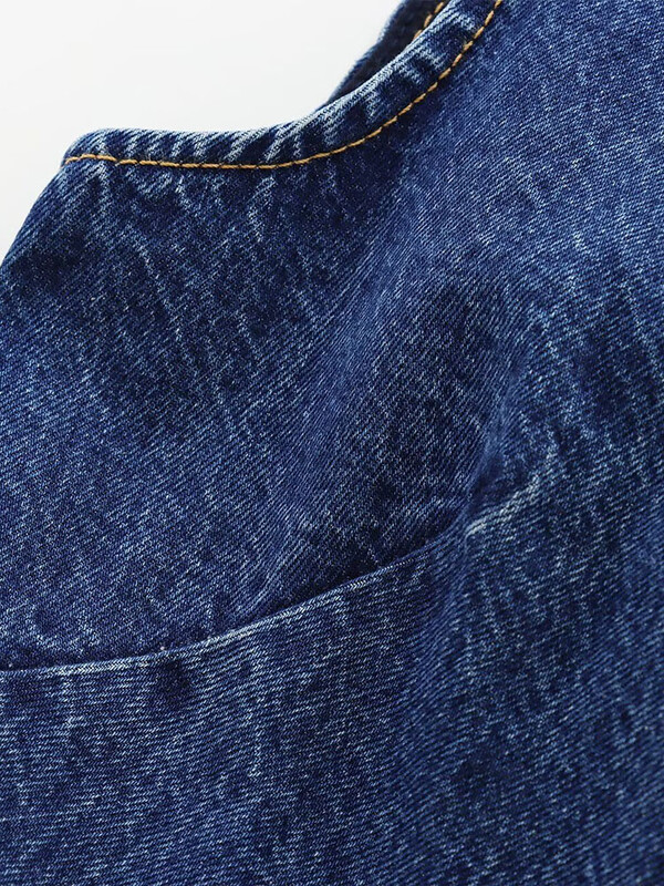 2024 őszi és télen újdonságok, alkalmi, kerek nyakú, ujjatlan kék karcsú derekú farmermellény