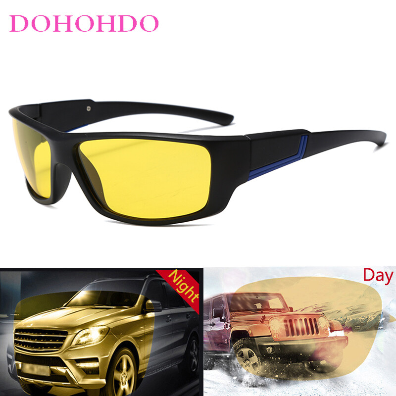 Klasikiniai naktinio matymo akiniai vyrams stačiakampiai poliarizuoti lęšiai UV400 geltoni akiniai nuo saulės moterims vairavimo sportui lauko akiniai