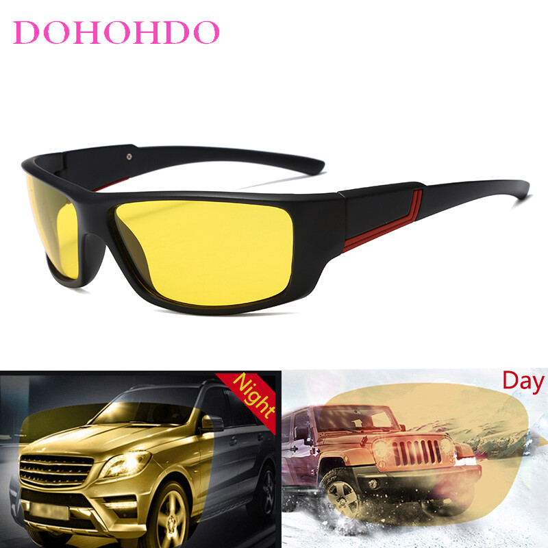 Klasikiniai naktinio matymo akiniai vyrams stačiakampiai poliarizuoti lęšiai UV400 geltoni akiniai nuo saulės moterims vairavimo sportui lauko akiniai