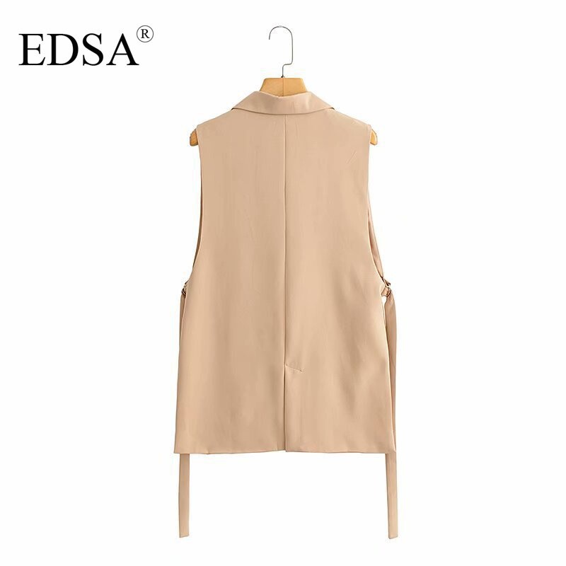 EDSA Vestă de modă pentru femei, vintage, fără mâneci, primăvară, toamnă, cu nasturi în față, îmbrăcăminte exterioară șic, negru, alb, vestă.