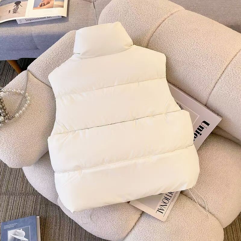Elegáns, elegáns női téli tollmellény, alkalmi hozzáillő Basic új felsőruházat, ujjatlan, bő felső irodai női masszív párnázott mellény