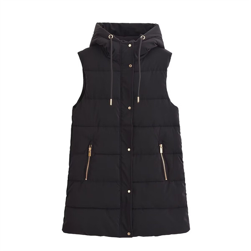 Taop&Za Toamnă nouă, la modă, versatil, temperament de navetă, decor cu fermoar, jachetă din bumbac cu glugă, vestă