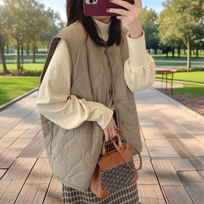 Smvp Fashion Γιλέκο με λαιμόκοψη μονόχρωμο Μαλακό φαρδύ μονόπλευρο αναστρέψιμο Αμάνικο ζεστό βελούδινο Παχύ γυναικείο παλτό Teddy