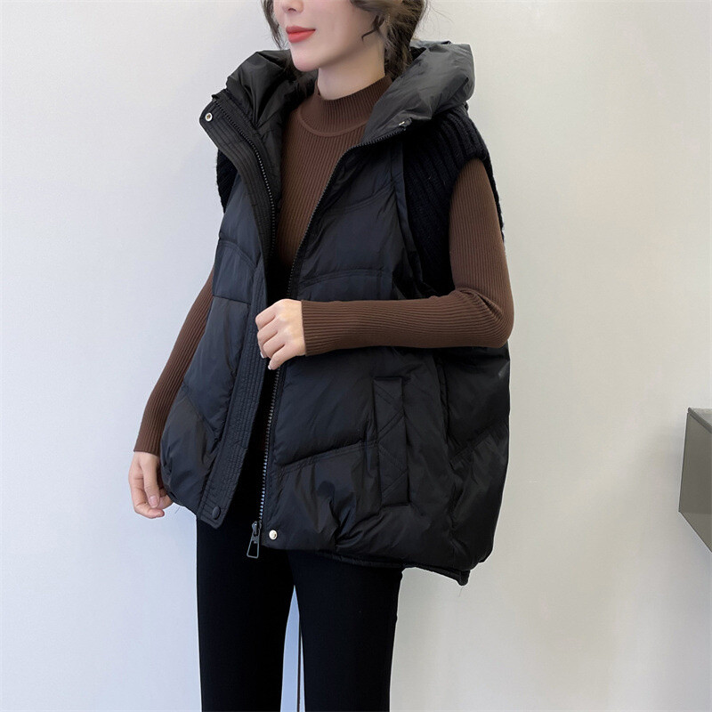 Naujos žieminės megztos siūlės moteriškos parkas liemenės trumpos laisvos, šiltos rankovės, pūkinės medvilnės liemenės paltas Moteriška liemenė