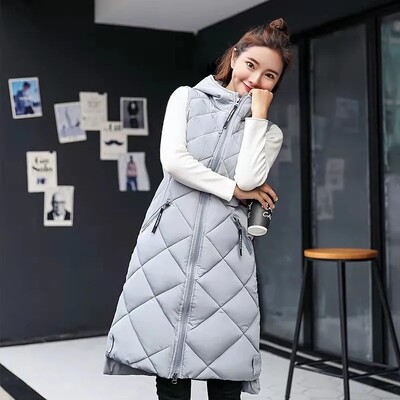 2024 m. nauja moteriška laisvalaikio šilta pūkinė striukė Medvilninė liemenė Moteriška tvirta užtrauktuku su gobtuvu rudens žiemos laisvalaikio liemenė be rankovių