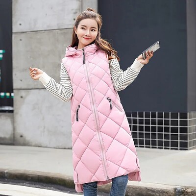 2024 m. nauja moteriška laisvalaikio šilta pūkinė striukė Medvilninė liemenė Moteriška tvirta užtrauktuku su gobtuvu rudens žiemos laisvalaikio liemenė be rankovių