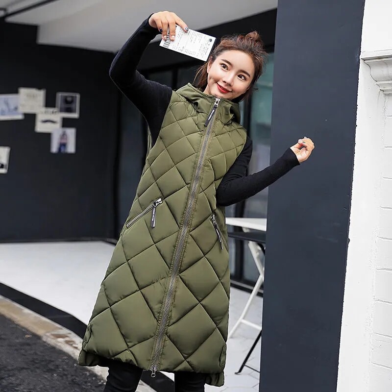 2024 m. nauja moteriška laisvalaikio šilta pūkinė striukė Medvilninė liemenė Moteriška tvirta užtrauktuku su gobtuvu rudens žiemos laisvalaikio liemenė be rankovių