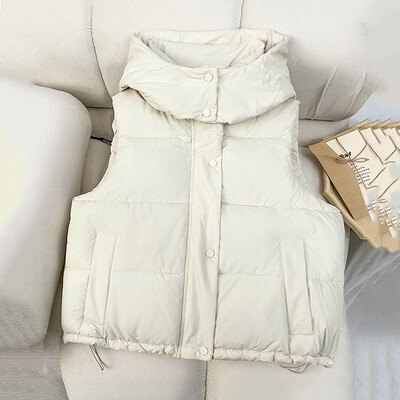 Nauja žieminė liemenė su gobtuvu plius dydžio pūkinė medvilninė striukė Moteriška liemenė Nauji viršutiniai drabužiai rudeninis šiltas storas berankovis paltas