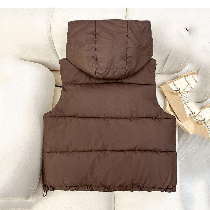 Nauja žieminė liemenė su gobtuvu plius dydžio pūkinė medvilninė striukė Moteriška liemenė Nauji viršutiniai drabužiai rudeninis šiltas storas berankovis paltas