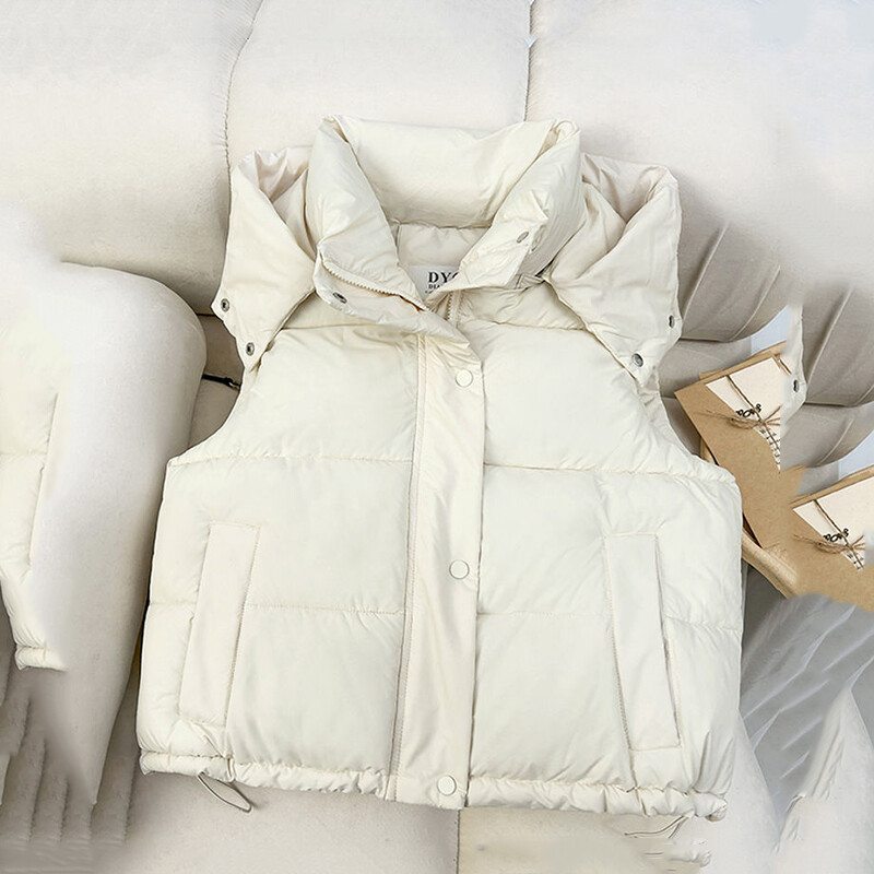 Nauja žieminė liemenė su gobtuvu plius dydžio pūkinė medvilninė striukė Moteriška liemenė Nauji viršutiniai drabužiai rudeninis šiltas storas berankovis paltas