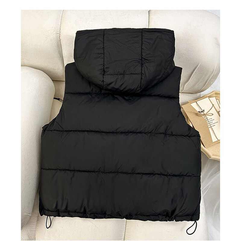 Nauja žieminė liemenė su gobtuvu plius dydžio pūkinė medvilninė striukė Moteriška liemenė Nauji viršutiniai drabužiai rudeninis šiltas storas berankovis paltas