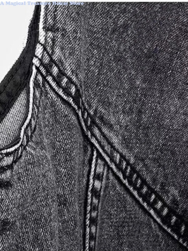 Szürke Jean Cowboy mellény Lyukas farmer női mellény Női tavaszi őszi ujjatlan felsők rövid dzseki lányok szakadt 5XL mellény