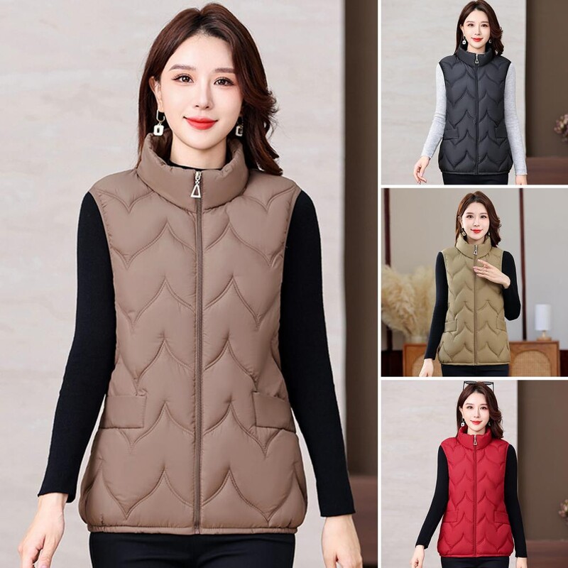 Női pehelypamut mellény új őszi téli rövid laza alkalmi mellény Női divat nagy méretű ujjatlan kabát felső